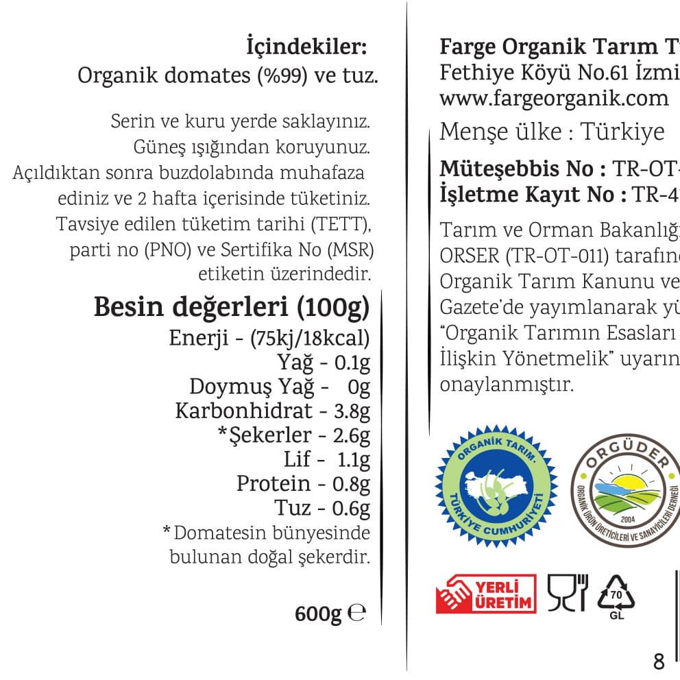 Konserve Geleneksel Domates